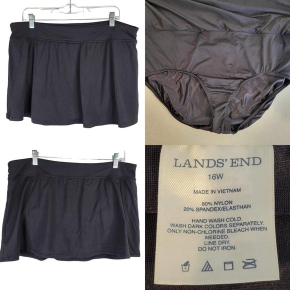 Lands End Swim Skirt Skort Women Black Lined Beach Plus Size 16W - Picture 1 of 6